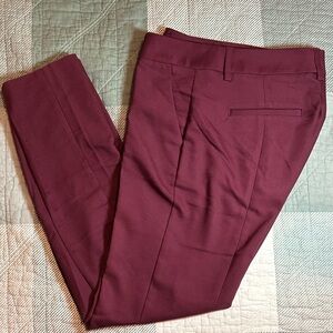 Express Columnist Burgundy Slim-Fit Dress Pants – 0R, Wine Red Workwear Trousers